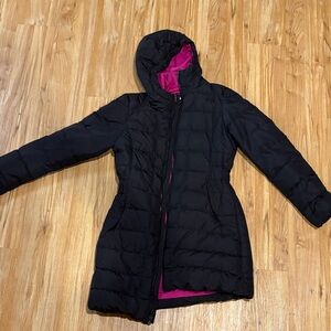 The North Face Women's Black Puffer Jacket with Pink Lining